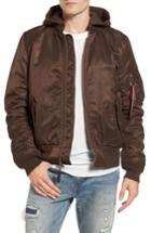 Men's Alpha Industries Ma-1 Natus Hooded Bomber Jacket - Brown