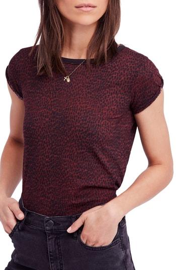 Women's Free People Camo Clare Tee - Burgundy