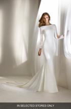 Women's Atelier Pronovias Relato Beaded Long Sleeve Mermaid Gown, Size In Store Only - Ivory