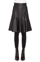 Women's Akris Punto Ruffled Hem Leather Skirt - Black