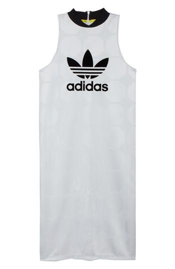 Women's Adidas Fashion League Trefoil Jacquard Tank Dress - White