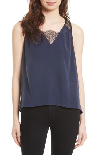 Women's Joie Alvery Lace Trim Silk Shell