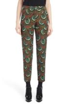 Women's Dries Van Noten Peacock Print Crop Pants Us / 38 Fr - Green