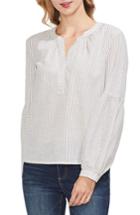 Women's Vince Camuto Squire Stripe Henley Cotton Peasant Blouse, Size - White