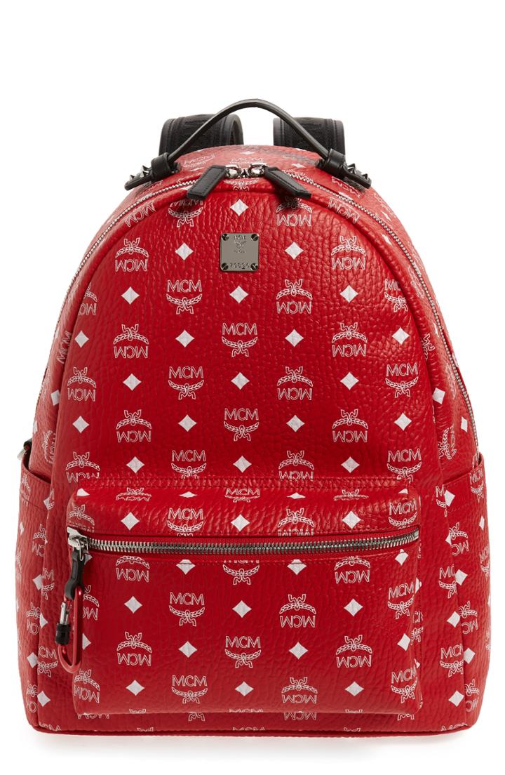 Men's Mcm Stark Visetos Faux Leather Backpack - White