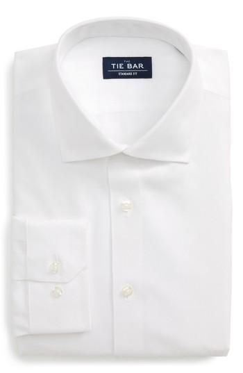 Men's The Tie Bar Standard Fit Herringbone Dress Shirt .5 - 32/33 - White