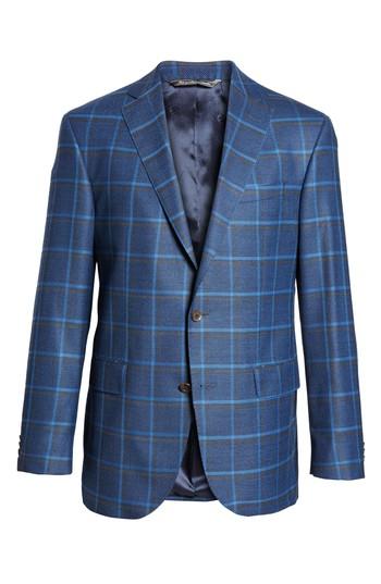 Men's David Donahue Connor Classic Fit Plaid Sport Coat L - Blue