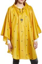 Women's Joules Right As Rain Print Packable Hooded Poncho, Size - Yellow