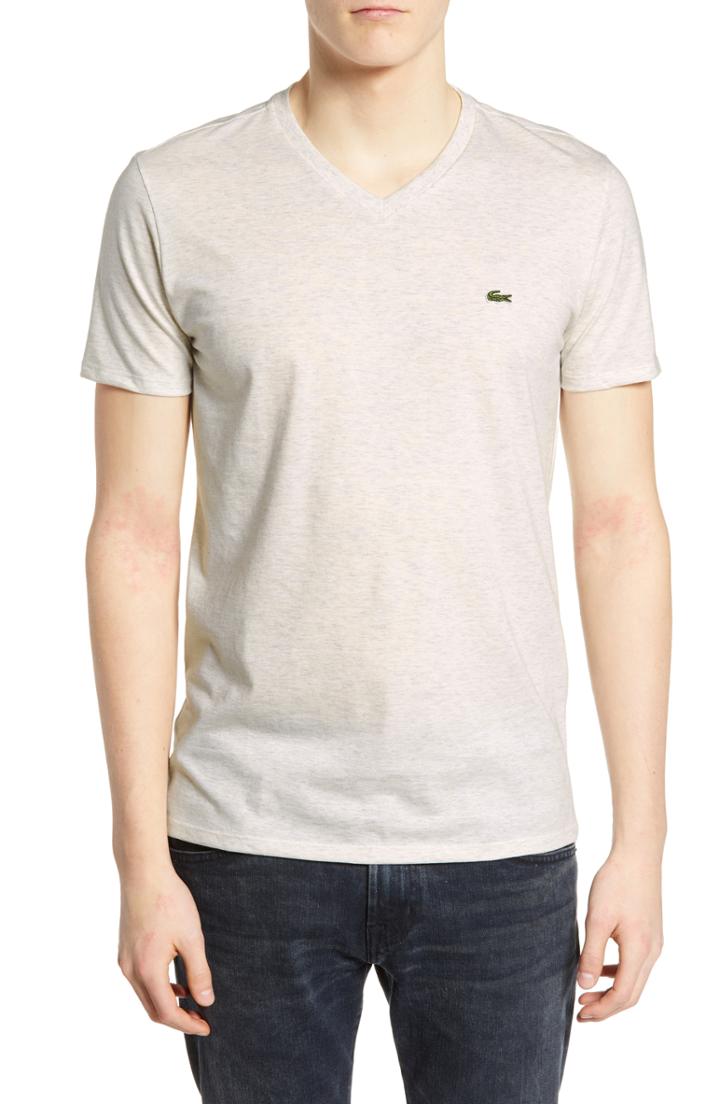 Men's Lacoste V-neck T-shirt (m) - Pink