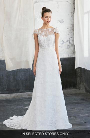 Women's Inmaculada Garcia Jalapa Embroidered Tulle & Chiffon A-line Gown, Size - Ivory