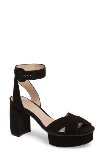 Women's Stuart Weitzman Carmina Ankle Strap Platform Sandal .5 M - Black