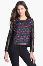 Women's Milly 'nora' Leather Sleeve Pullover