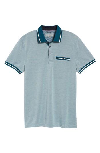 Men's Ted Baker London Doug Pique Polo (l) - Blue/green