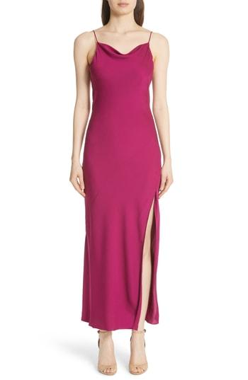 Women's Theory Draped Back Silk Maxi Dress - Pink