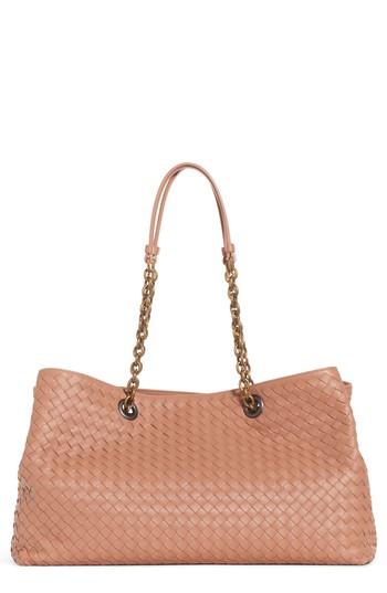 Bottega Veneta Medium Intrecciato Leather Tote Bag - Red