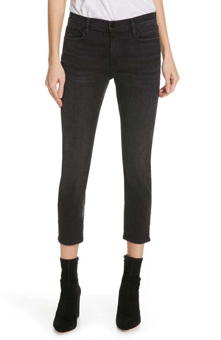 Women's Frame Le Garcon Crop Boyfriend Jeans - Black