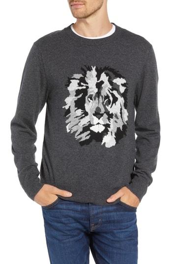 Men's Bonobos Slim Fit Lion Intarsia Sweater - Grey