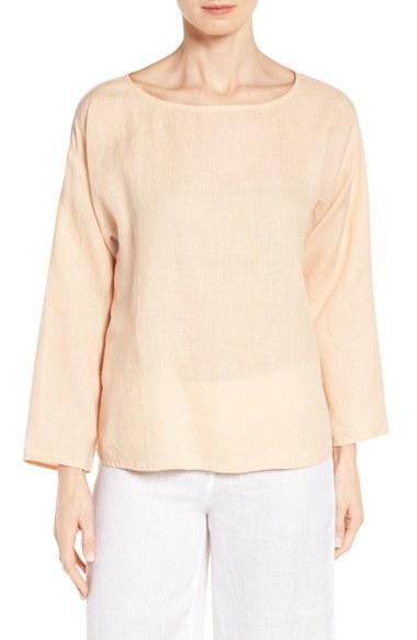 Women's Eileen Fisher Organic Handkerchief Linen Top, Size - Coral