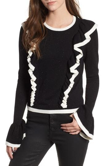 Women's The Fifth Label Transcript Ruffle Sweater, Size - Black