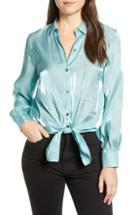 Women's Vince Camuto Button Down Tie Front Iridescent Blouse - Blue