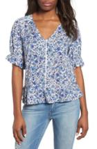 Women's Lucky Floral Print Top - Blue