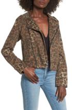Women's Afrm Studded Leopard Print Moto Jacket - Brown