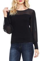 Women's Vince Camuto Chiffon Contrast Knit Top, Size - Black