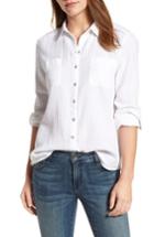 Women's Caslon Long Sleeve Crinkle Cotton Shirt - White