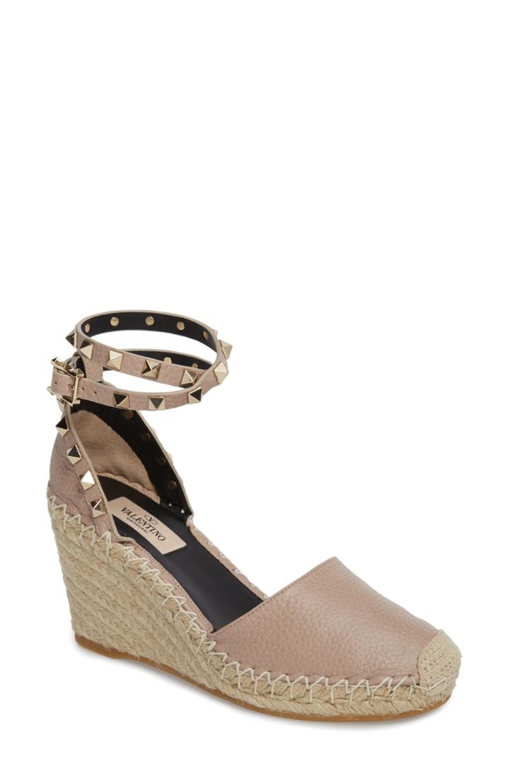 Women's Valentino Rockstud Espadrille Wedge Us / 40eu - Beige
