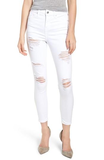 Women's Topshop Jamie Super Rip Jeans W X 30l (fits Like 24w) - White