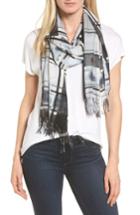 Women's Nordstrom Handicraft Plaid Tissue Weight Wool & Cashmere Scarf, Size - Grey