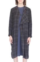 Women's Simple By Trista Asymmetrical Plaid Linen Coat
