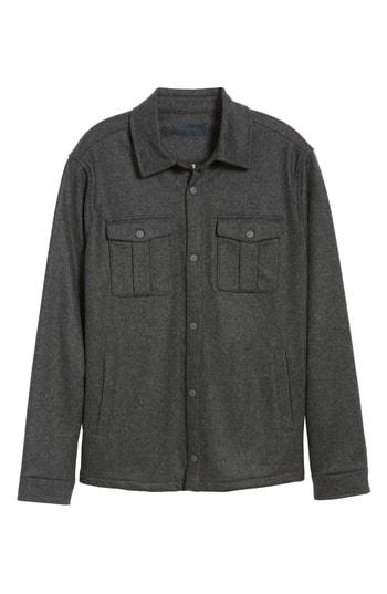 Men's Zachary Prell Seymour Regular Fit Wool Blend Shirt Jacket, Size - Grey