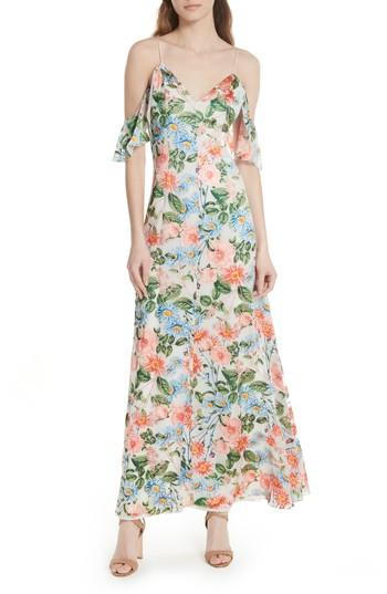 Women's Alice + Olivia Alves Floral Cold Shoulder Maxi Dress - Pink