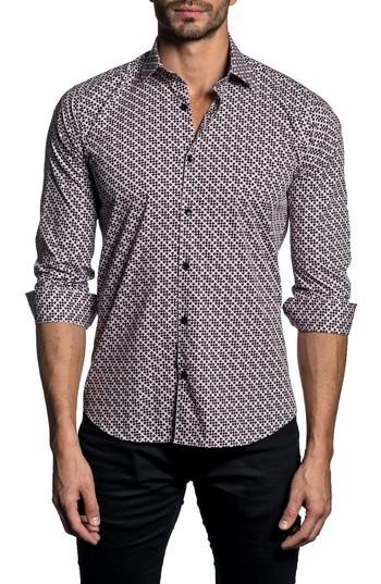 Men's Jared Lang Trim Fit Geometric Sport Shirt - White