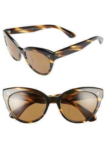 Women's Oliver Peoples Roella 55mm Polarized Cat Eye Sunglasses - Brown