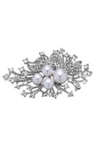 Women's Nina 'crystal Spray' Crystal & Faux Pearl Brooch
