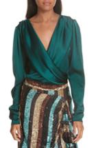 Women's Caroline Constas Berdine Stretch Silk Charmeuse Bodysuit - Green