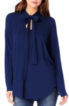 Women's Michael Stars Tie Neck Blouse, Size - Blue