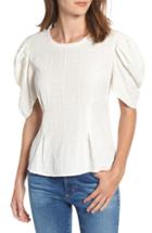 Women's Hinge Embroidered Puff Sleeve Top - Black