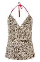 Women's Topshop Leopard Halter Maternity Tankini Top Us (fits Like 0-2) - Brown