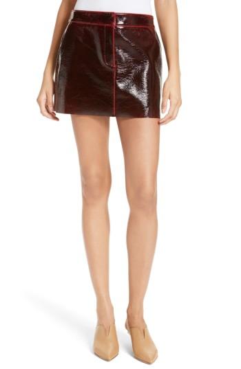 Women's Tibi Patent Coated Wool Blend Miniskirt - Pink