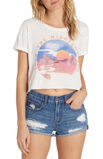 Women's Billabong Midnight Sun Cropped Graphic Tee - White
