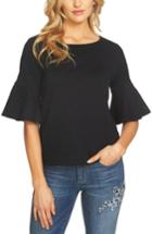 Women's Cece Bell Sleeve Paisley Jacquard Top - Black