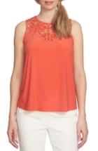 Women's Cece Cutout Embroidery Knit Tank - Orange