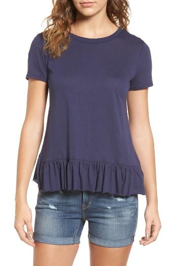 Women's Hinge Cross Back Ruffle Tee, Size - Blue