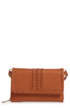 Street Level Saddle Stitch Convertible Faux Leather Crossbody Bag - Brown
