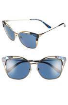 Women's Tory Burch 56mm Cat Eye Sunglasses - Gold/ Blue Mosaic