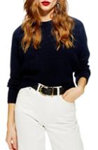 Women's Topshop Weave Stitch Roll Neck Sweater Us (fits Like 0) - Blue