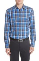 Men's Canali Regular Fit Plaid Sport Shirt - Blue